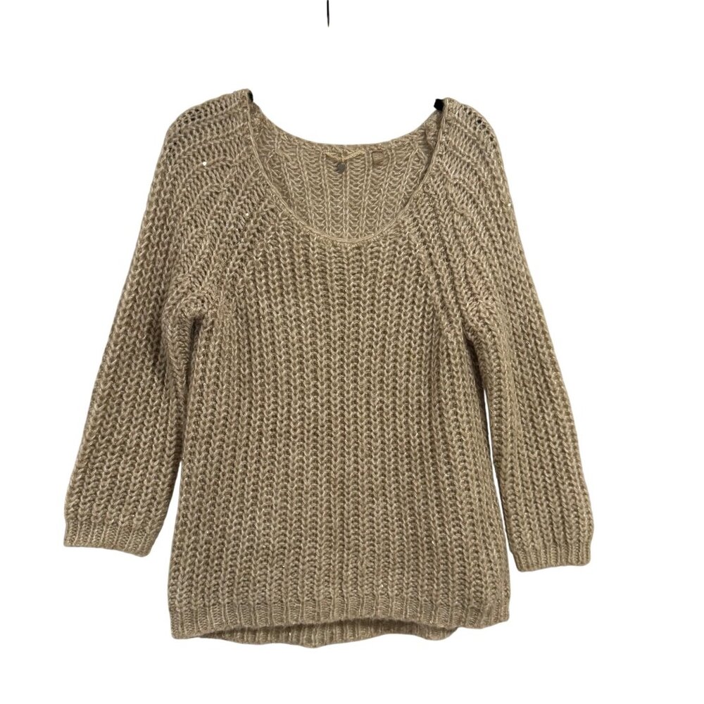 Anthro Knitted & Knotted Sunstitch‎ Cream Gold Size L